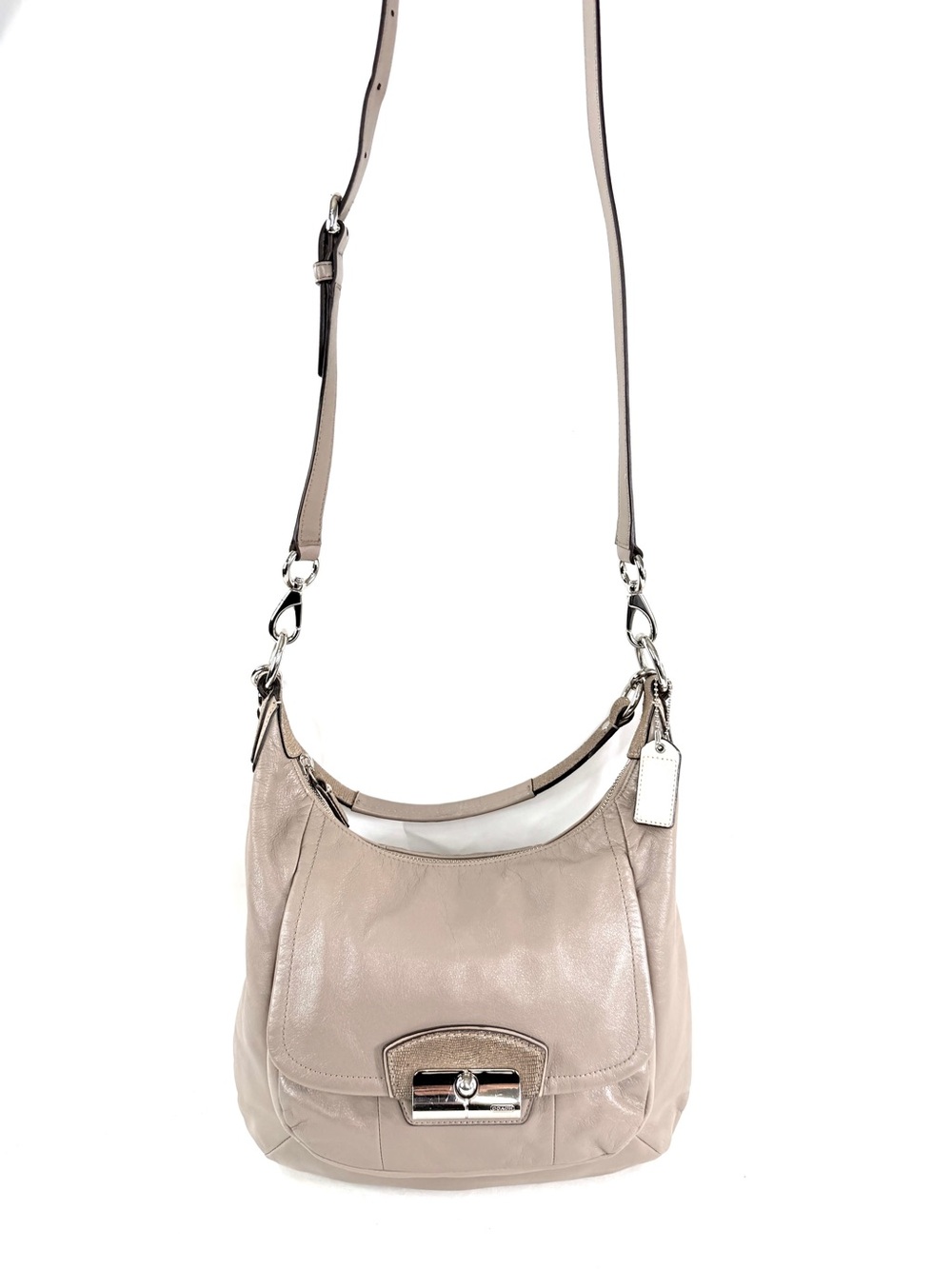 Coach Kristin 19293 Fawn Taupe Leather Medium Round Hobo Shoulder Bag Price Tags